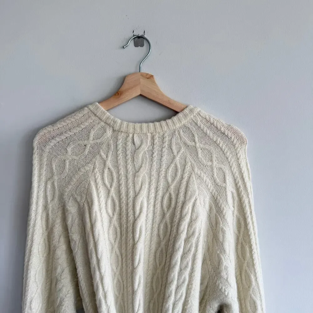 Show Me Your Mumu Barb Chunky Cable Knit Belted Maxi Sweater Dress Cream M - Picture 11 of 11